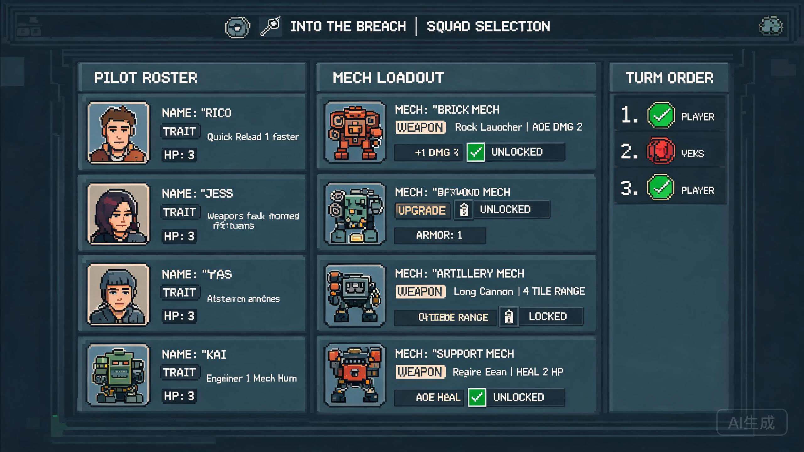 Into the Breach 战棋 UI 界面