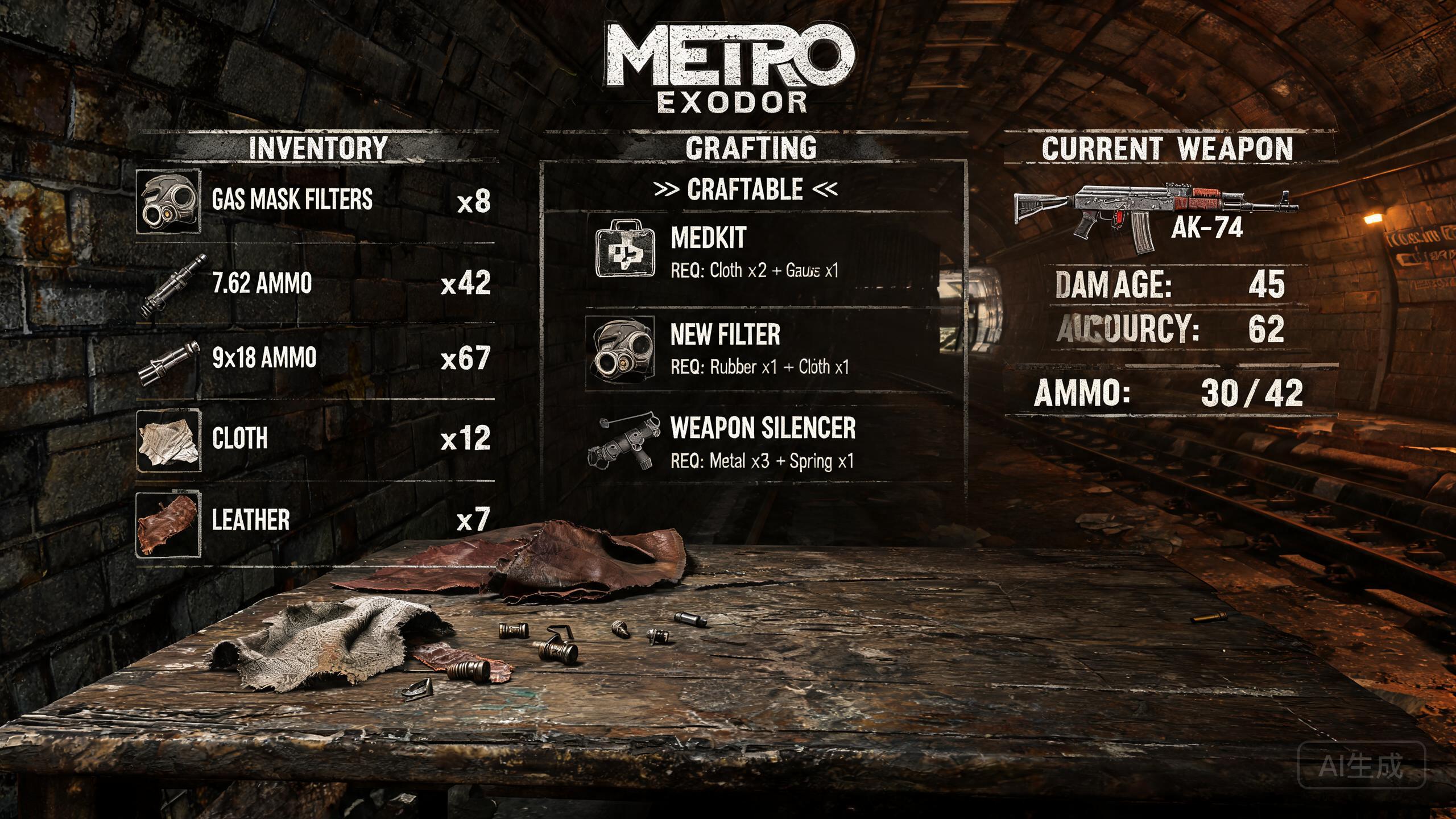 Metro 防毒面具 HUD 界面